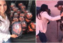 Una diputada reparte pollos a gente necesitada como regalo de Navidad