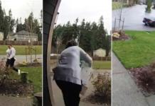 Intenta robar un paquete que dejaron frente a una casa y recibe un karma instantáneo