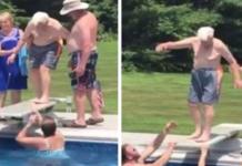 El salto de un abuelo de 95 años en la piscina para animar a un niño conmueve al mundo