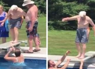 El salto de un abuelo de 95 años en la piscina para animar a un niño conmueve al mundo