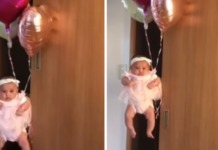 Graban a su bebé flotando con globos de helio y reciben fuertes críticas