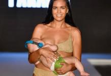 Rompe los estereotipos al salir a la pasarela mientras amamantaba a su bebé de 5 meses