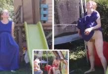 Una madre da a luz a su hijo en el jardín de su casa y lo graba todo en vídeo