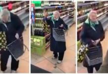 Una abuelita escucha su canción favorita en el supermercado y no puede dejar de bailar