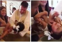 Una pequeña niña se resiste a ser bautizada y le lanza tremendo insulto al sacerdote