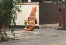 El vídeo de «2 dinosaurios» caminando hacia un colegio conmociona las redes