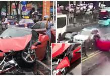 Una mujer destruye un ferrari nuevo segundos después de salir del concesionario
