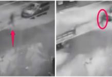 Graban el escalofriante momento en que un «fantasma» camina en medio del tráfico