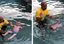 Un bebé de 11 meses demuestra que es capaz de mantenerse a salvo en la piscina