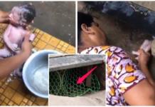 Increíble momento en que rescatan a un recién nacido vivo desde el fondo de una alcantarilla