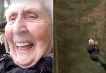 Un anciano celebra su cumpleaños número 106 lanzándose por un circuito de tirolinas Jack Reynolds