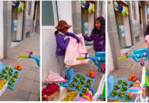 El tierno gesto de un padre y su hija con una niña que vende frutas conmueve a millones
