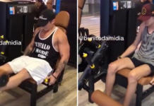 Un joven imita a un experto del fitness y sufre un aparatoso accidente en el gimnasio