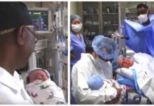 Un doctor recibe a los bebés que trae al mundo con emotivas canciones