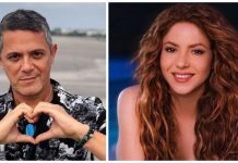 Alejandro Sanz no puede evitar reaccionar al baile de Shak en diminuto y escotado vestido